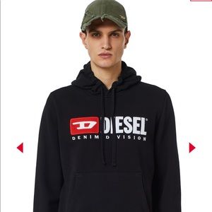 NWT DIESEL HOODED SWEATSHIRT ♥️ MENS SIZE XL, BLACK in Color, Sooo Well Made